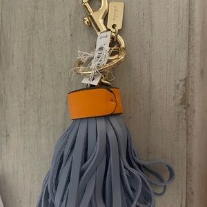 Coach Gold and Blue Tassel Keychain